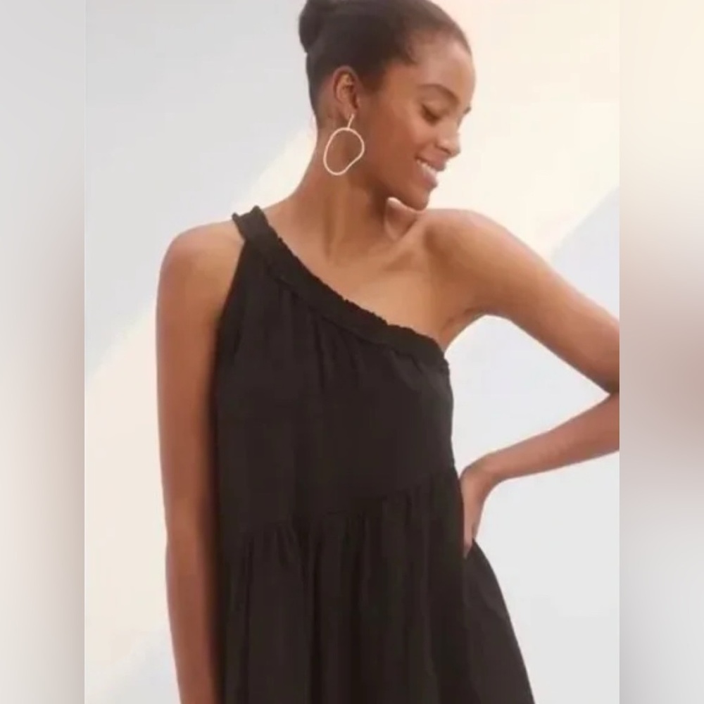 Anthropologie Black One-Shoulder Assymetrical Dress - Medium - Picture 3 of 3
